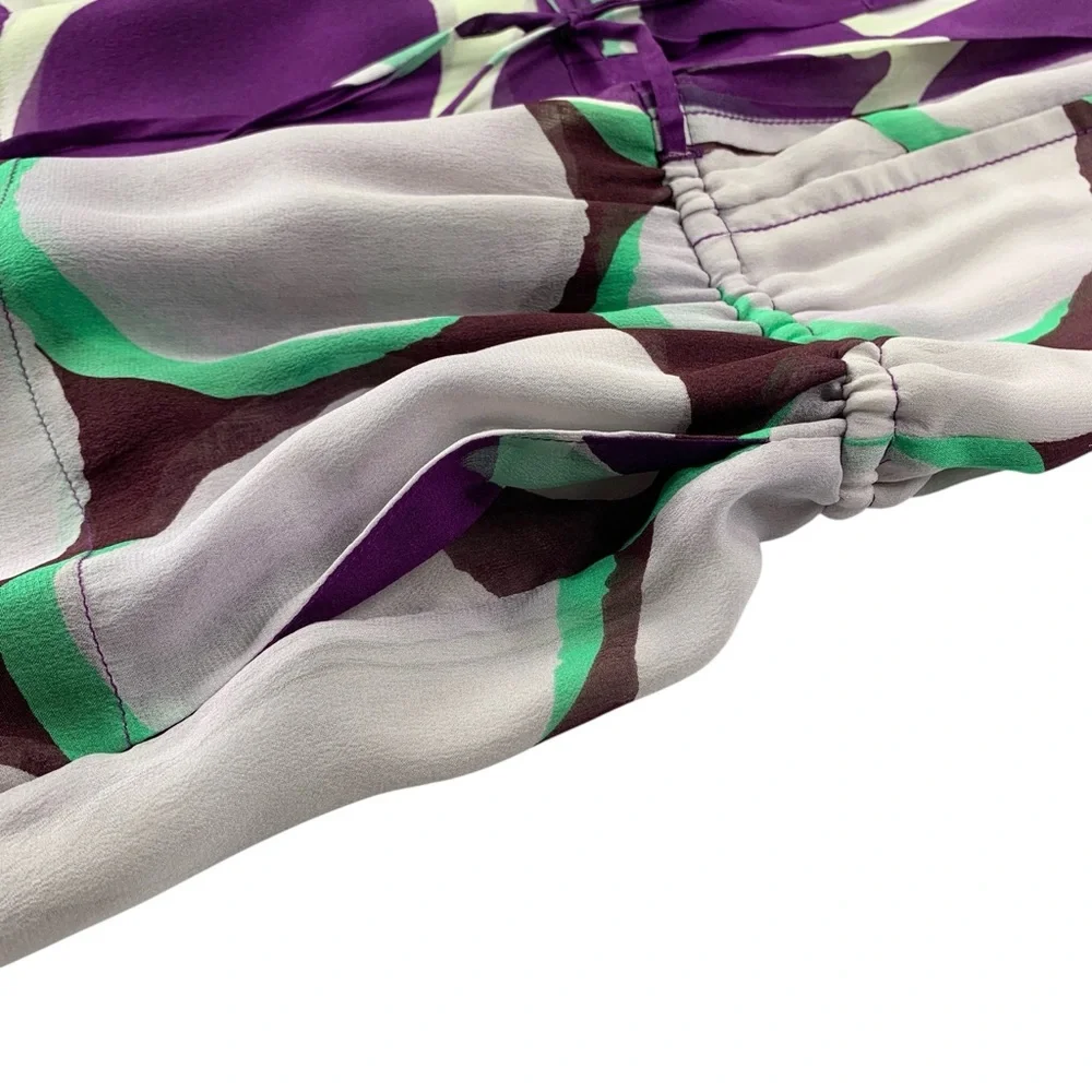 Diane Von Furstenberg Silk Mini Dress Purple Mint Retro Dot Drop Waist Size 8 - Picture 8 of 16